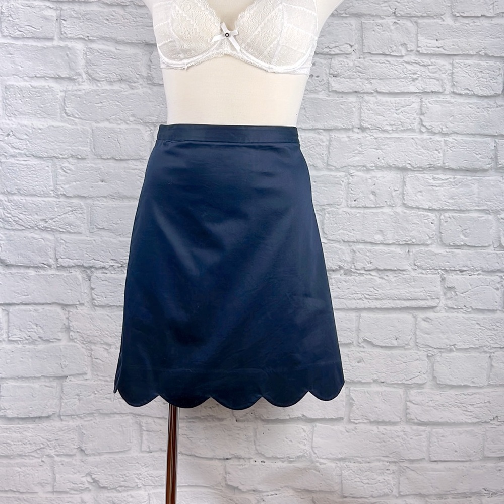 Tommy Hilfiger Navy Scalloped Hem A-Line Skirt